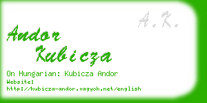 andor kubicza business card